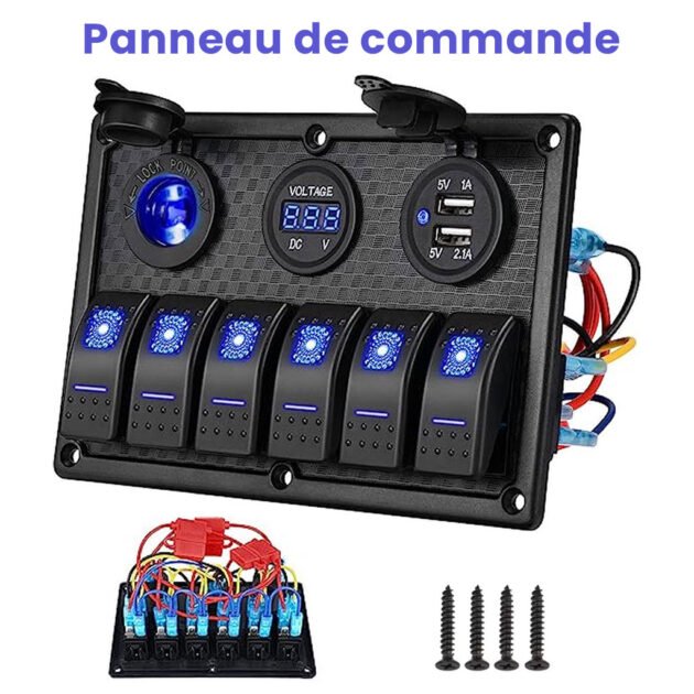 Panneau de commande 12 V pour Bateau avec Affichage de Voltage – لوحة تحكم