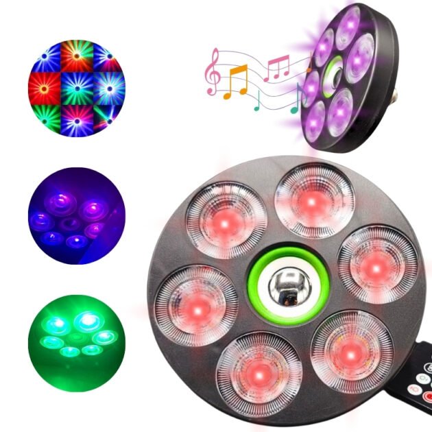 Projecteur de lumière Sonore RGB + W 4 en 1 Avec Bluetooth effet stroboscope