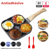 Poêle à crêpes & oeufs avec 4 trous en aluminium antiadhésive
