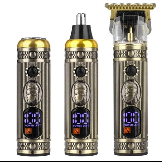 Ensemble  de rasoir électrique pour hommes, tondeuse pour barbe et nez, chargeur USB, avec écran LCD