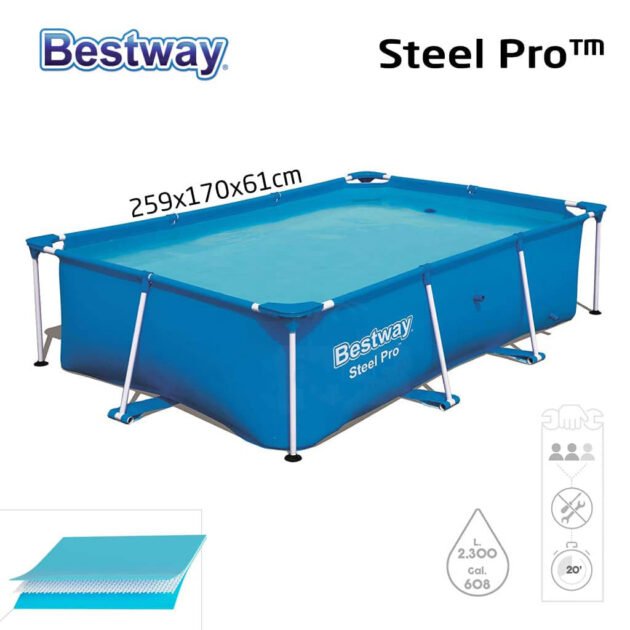 Steel Pro™ Piscine Rectangulaire 259 x 170 x 61cm Bestway 56403