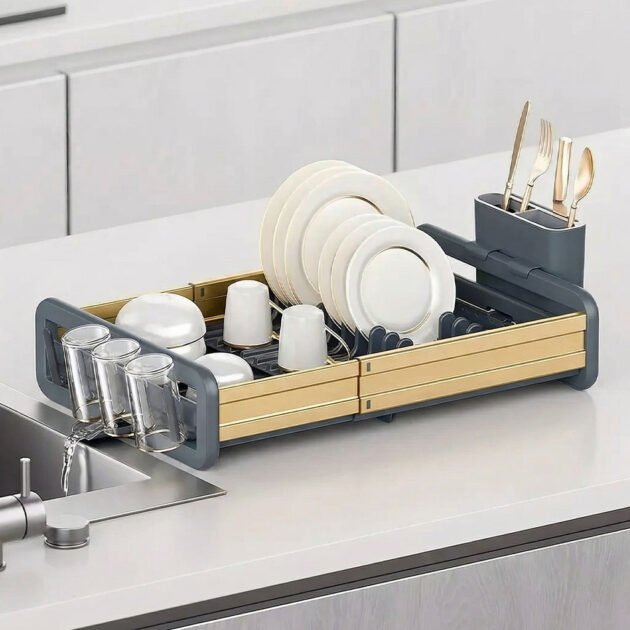 Egouttoir à Vaisselle Extensible en Aluminium Durable 62118 – مجفف أواني في المطبخ