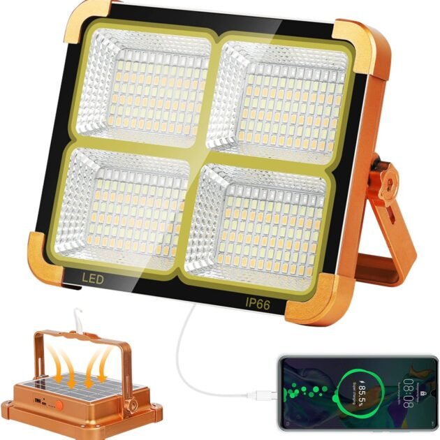 Projecteur Solaire étanche Rechargeable 4 modes Déclairage Power-Bank 1000W