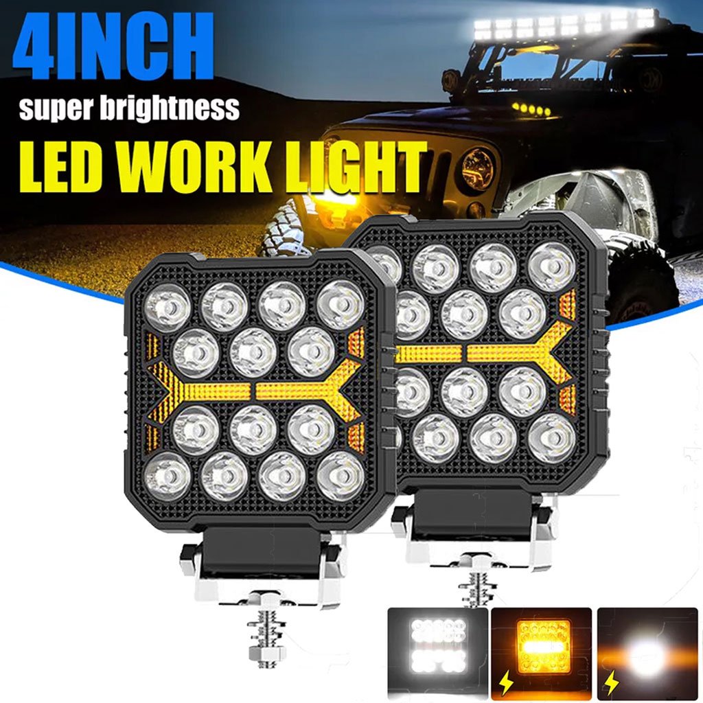 Phare LED Anti-brouillard 2PCS avec 5 Modes d’éclairage 12V-24V IP68 étanche – مصباح عالي السطوع للسيارات والدراجات النارية