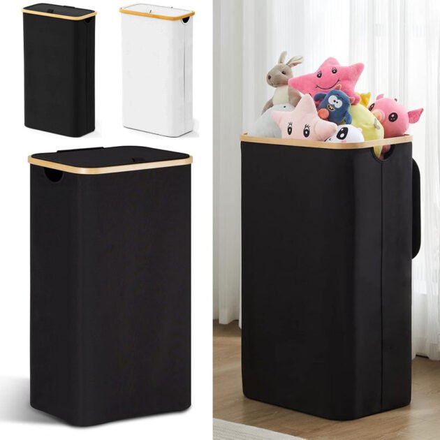 Panier à linge pliable de haute qualité 70L avec couvercle – سلة أغراض منزلية