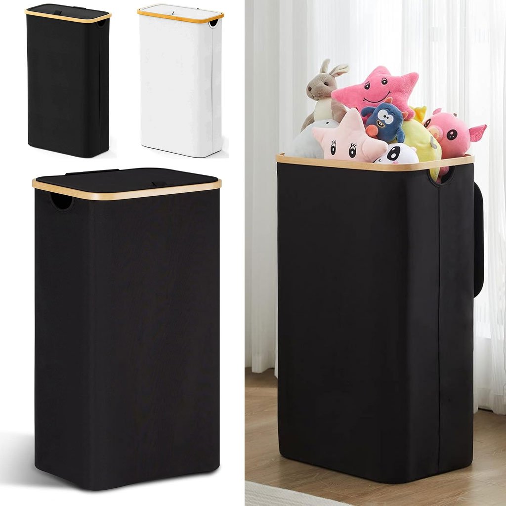 Panier à linge pliable de haute qualité 70L avec couvercle – سلة أغراض منزلية