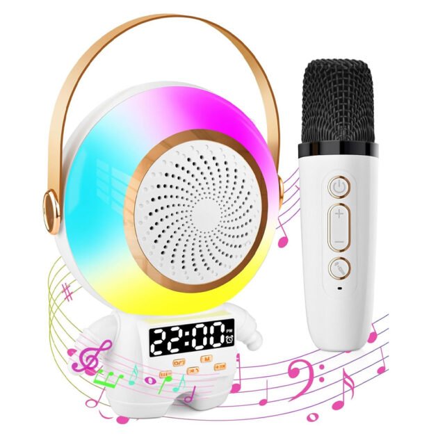Haut-parleur Bluetooth karaoké astronaute avec microphone et réveil intégré