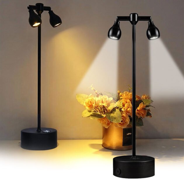 Lampe de bureau LED rétro à double tête rotative à 360 degré – مصباح مكتب بعدة أوضاع إضاءة