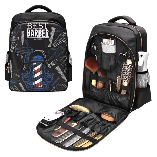 Sac à dos Coiffeur avec des Support pour Tondeuses et Outils Professionnels – حقيبة اغراض الحلاق