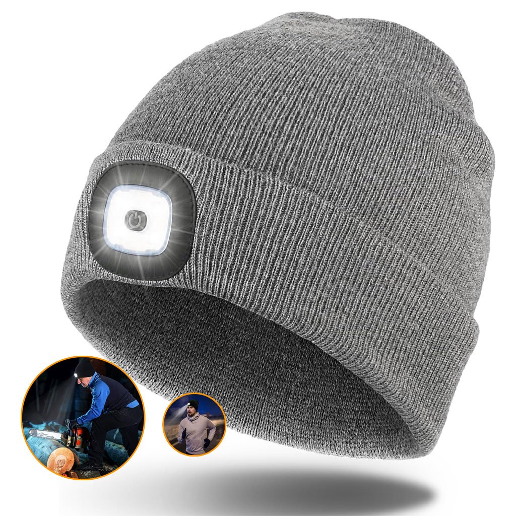 Bonnet LED Unisexe Rechargeable par USB – Gris