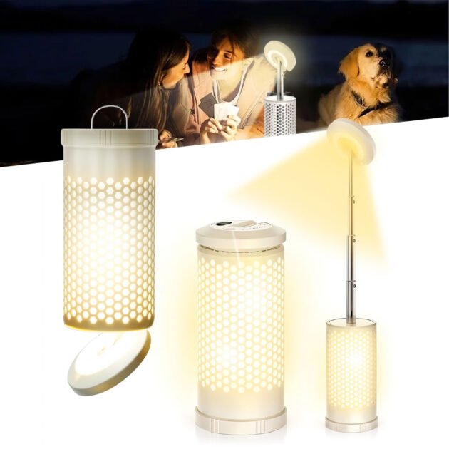 Lampe de camping design en nid d’abeille avec 3 couleurs variable rechargeable