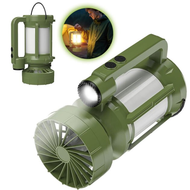 Lanterne de camping LED Rechargeable avec Ventilateur et 4 modes d’éclairage – مصباح ومروحة محمولة