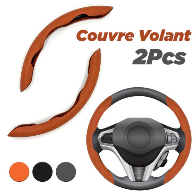 Couvre Volant Universel en Simili Cuir 2Pcs