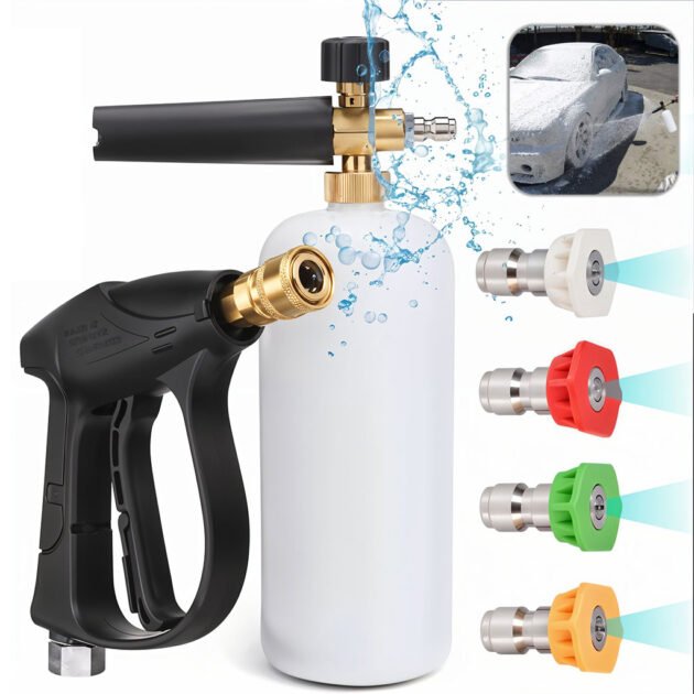 Kit de Lavage Auto Ultime Haute Pression avec Pistolet à Mousse et 5 Buses de Lavage – طقم غسل السيارات