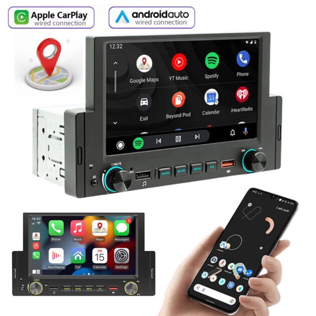 Autoradio à écran tactile avec Apple CarPlayer Android Auto et GPS Intégré – جهاز راديو للسيارة