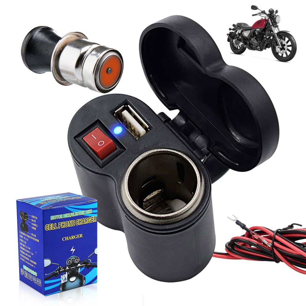 Chargeur USB 12 V pour guidon de moto avec prise allume-cig–are – مقبس طاقة لدرجات النارية