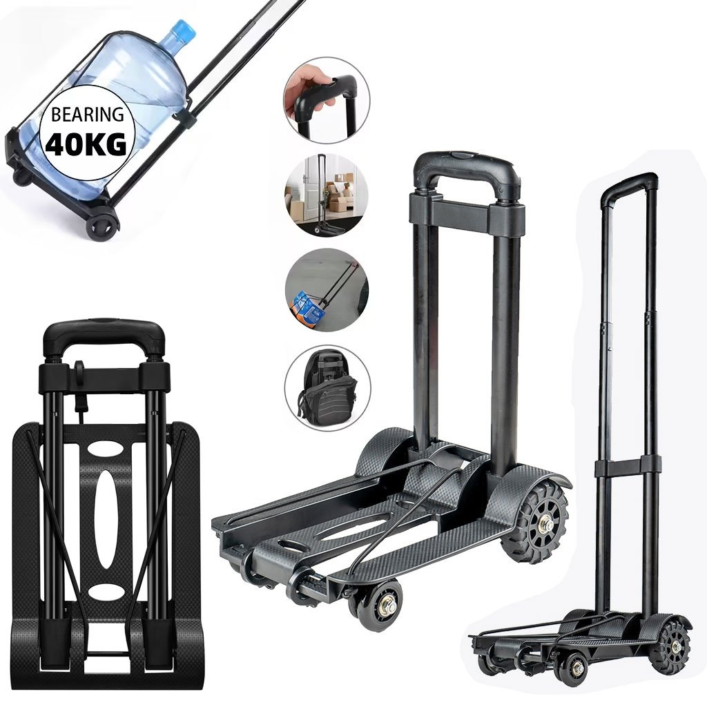 Chariot de manutention pliable et léger à 2 roues avec cordes élastiques – عربة خفيفة الوزن وقابلة للطي ذات عجلتين مع حبال مرنة