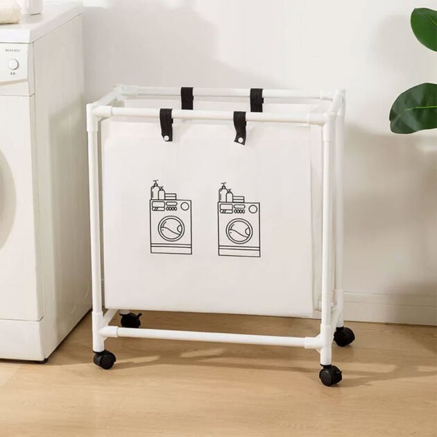 Panier à linge sur roulettes pour vêtements sales en salle de bain – سلة تجميع الملابس الغسيل