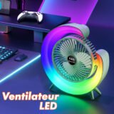 Ventilateur de table portable avec lampe G décorative à LED USB