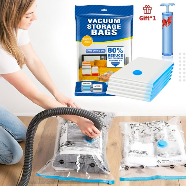 Pack de 5 Sacs Sous-Vide refermables et réutilisables + Pompe Inclus – طقم أكياس ضغط الهواء