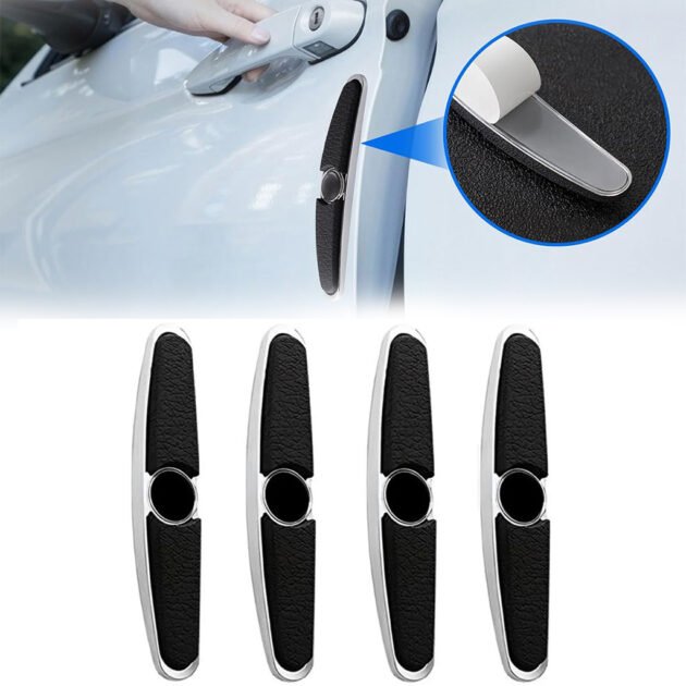 Protections de bord de portière latérales en caoutchouc et acier chromé 4Pcs – طقم حماية أبواب السيارة