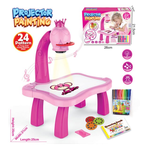 Table à dessin avec projecteur 24 images différentes - Planche à dessin -rose