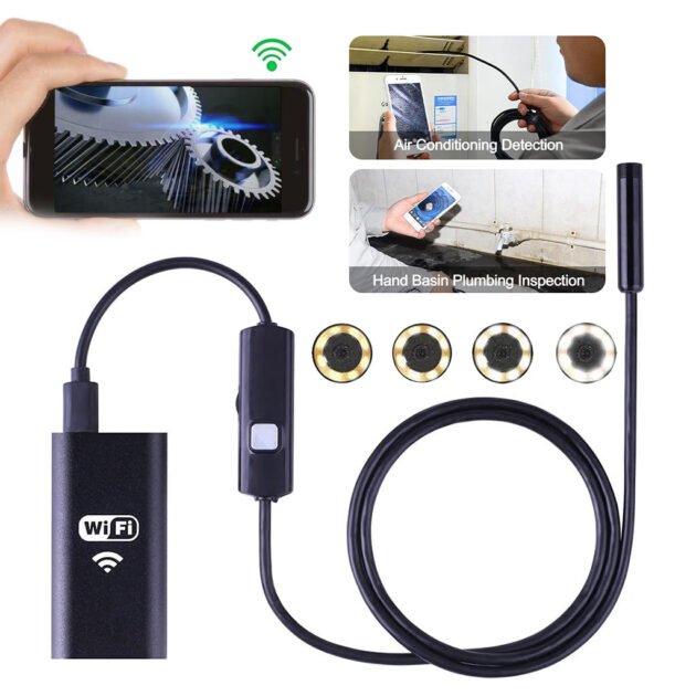 Endoscope WiFi Caméra d’inspection sans Fil 8 mm 6 LED réglables pour Smartphone – كاميرة للمناطق الضيقة