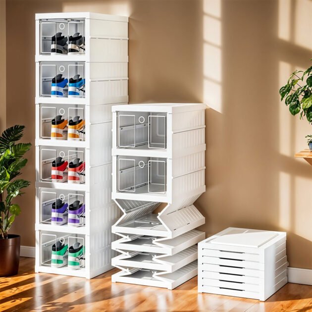 Étagère à chaussures pliable transparente à 6 niveaux facile à ranger – منظم أحذية قابل للطي وسهل التركيب