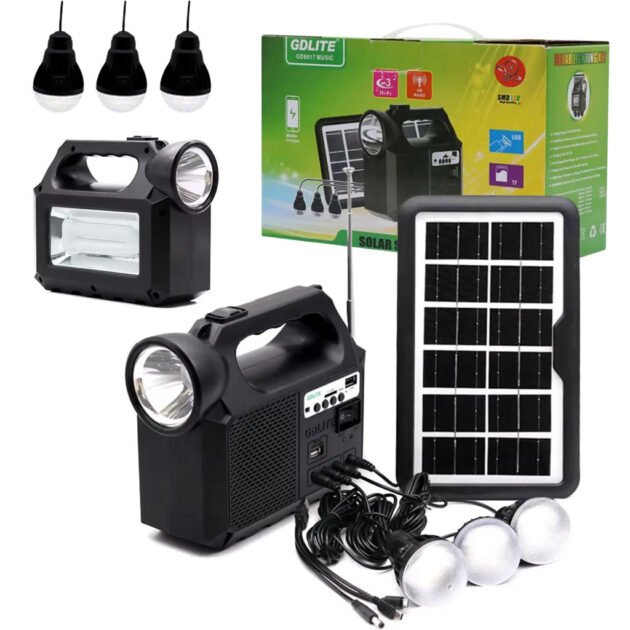 Système d’Éclairage Solaire avec Haut Parleur Bluetooth GDLITE GD8017 – طقم إنارة بالطاقة الشمسية مع مكبر صوت بلوتوث