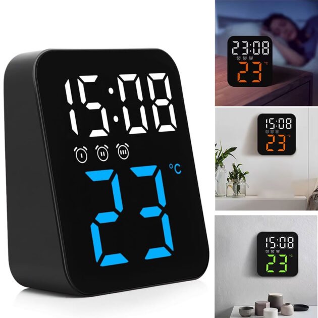 Horloge Murale Électronique avec Température GH8015 – ساعة إلكترونية مع عرض درجة الحرارة