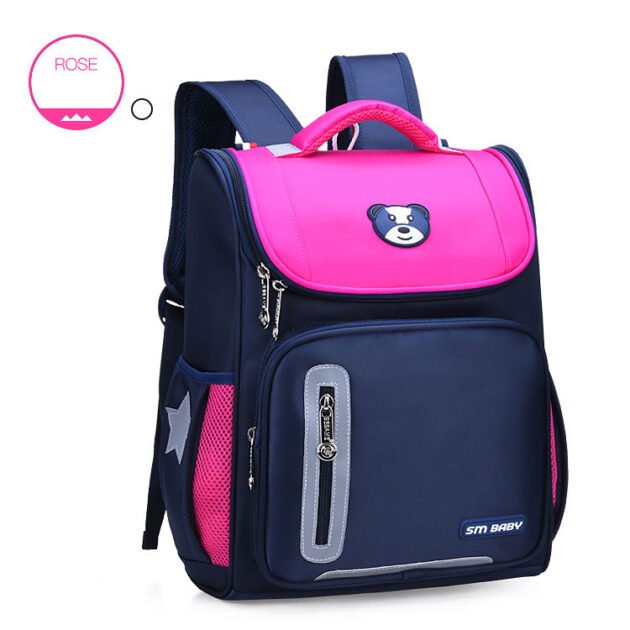 Sac à Dos orthopédique d’école primaire pour Enfant Garçon et Fille Étanche – Rose