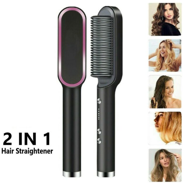 Brosse à cheveux chauffante en céramique 6 niveaux de chaleur  360° – Lisseur HQT-909B