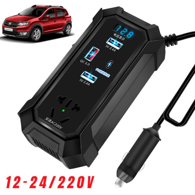 Inverter de voiture 12V 24V à 220V multiports super fast charge – محول التيار الكهربائي في السيارة