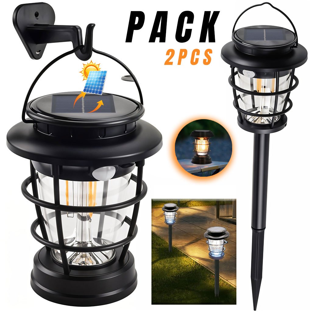 PACK X 2 Lanterne de Jardin Solaire avec Détecteur de Mouvement JF-8818 – مصباح خارجي يعمل بالطاقة الشمسية