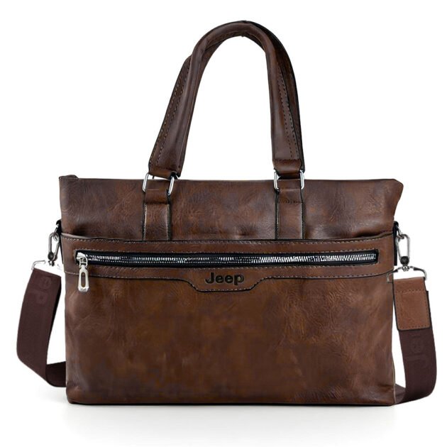 Cartable Homme en Simili Cuir Design Élégant Jeep 180551-12 Marron Foncé – حقيبة جلدية لون بني داكن