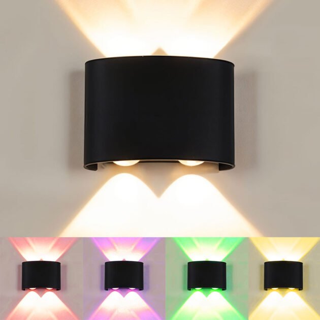 Applique Murale LED RGB 4W D’Éclairage Extérieur 2 Lampes en Aluminium