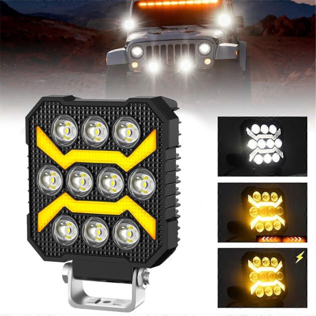 Phare LED Anti-brouillard 1PCS avec 5 Modes d’éclairage 12V-24V IP68 étanche – مصباح عالي السطوع للسيارات والدراجات النارية