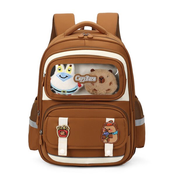 Sac à Dos Enfant Ludique avec Plusieurs Compartiment et un Peluche LM-5122 Marron – حقيبة ظهر للأطفال بني