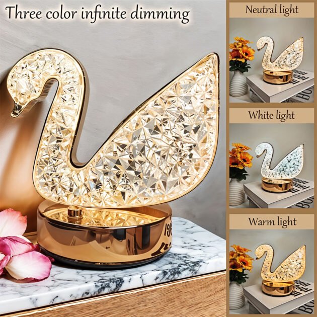 Lampe de Table et Veilleuse à Intensité Variable en Crystal