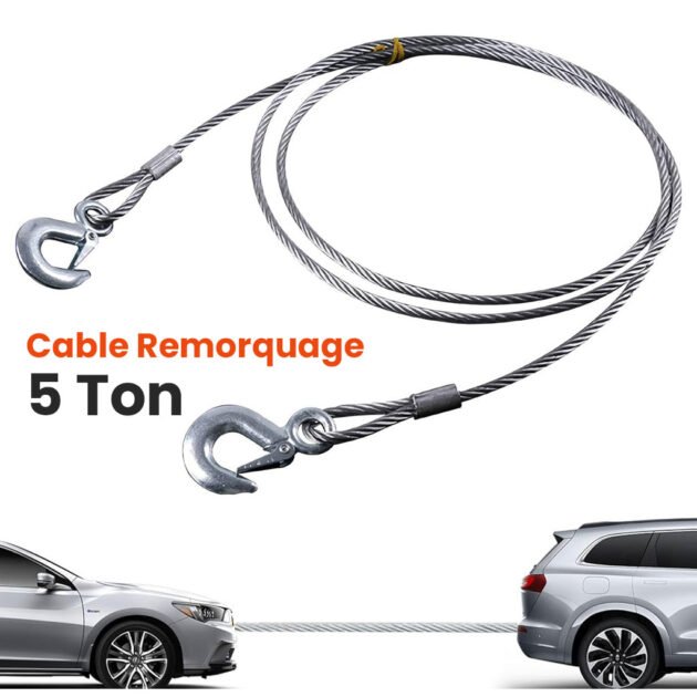 Cable de remorquage 5ton avec fil d’acier de qualité supérieure – كابل جر العربات