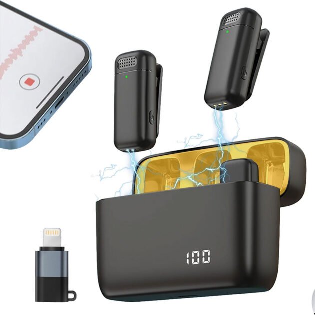 Double Microphone sans Fil pour Iphone et Android avec Étui de Charge – ميكروفون إحترافي مزدوج