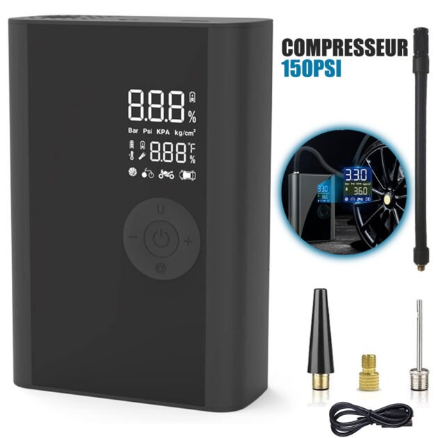 Pompe à Air Portable et Rechargeable 150PSI Mini Design – جهاز نفخ العجلات