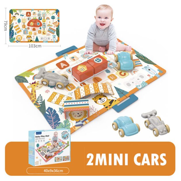 Tapis d’eveil circuit jungle avec 2 voiturettes 103 cm x 79 cm