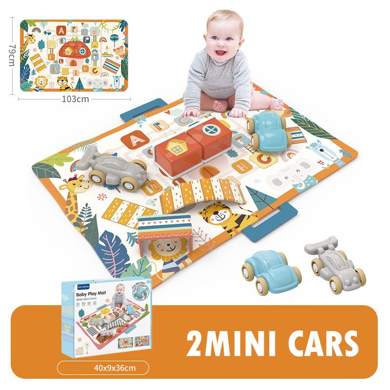 Tapis d’eveil circuit jungle avec 2 voiturettes 103 cm x 79 cm