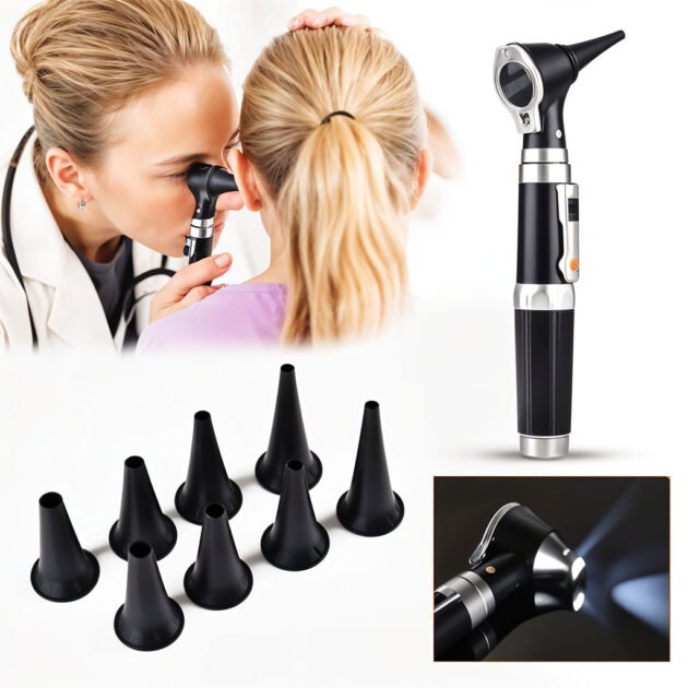 Otoscope 3X avec LED loupe de contrôle d’oreille portable avec 8 capuchons – جهاز فحص الأذن