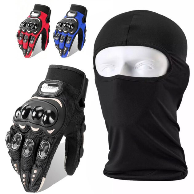 Pack Moto Hiver Cagoule intégrale thermique + Gants Pro Biker respirants avec protections antidérapantes