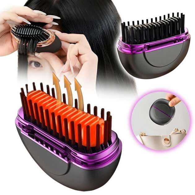 Mini Brosse à lisser électrique sans fil avec 3 réglages de chaleur – مشط حراري حجم صغير ومحمول