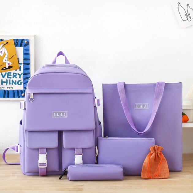 Ensemble de sacs d’école Kawai pour adolescents 5Pcs CLBD V2 Mauve – محفظة 5 قطع كاواي بنفسجي