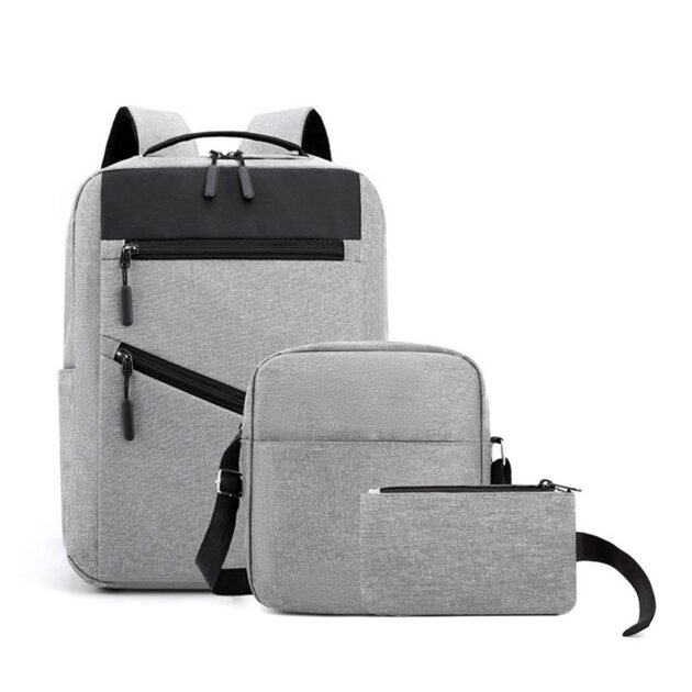 Sac à Dos de Grande Capacité pour Homme 3en1 Tendance pour Lycéens - Gris