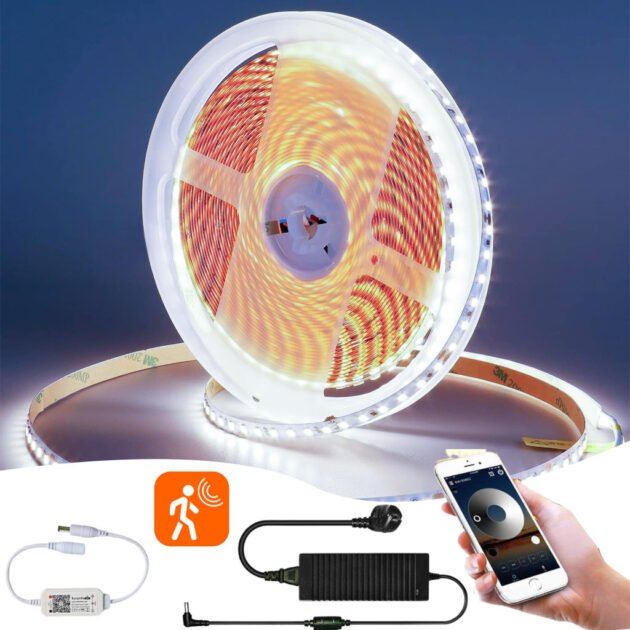 Bande LED lumineuse à détecteur de mouvement pour lit 4000K lumière blanc App Control